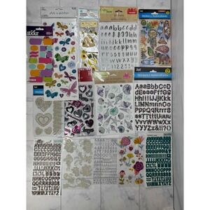 Sticker Lot 14pc Martha Stewart Paper Studio Jot Alphabet Butterfly Scrapbook